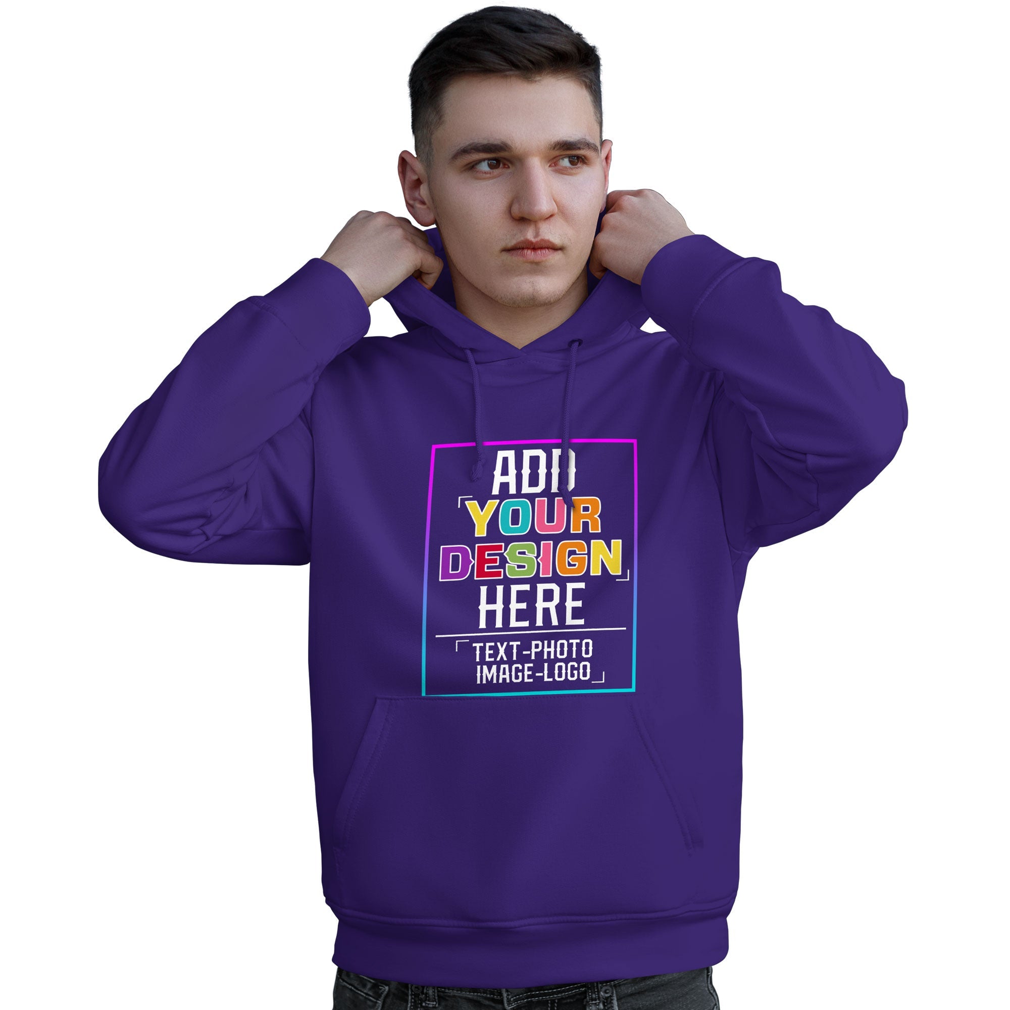 Custom Purple Personalized Rainbow Color Font Team Pullover Sweatshirt Hoodie