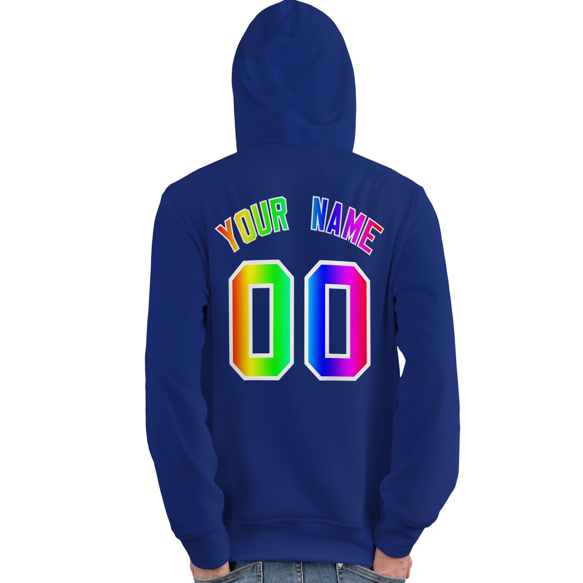 Custom Royal Personalized Rainbow Color Font Team Pullover Sweatshirt Hoodie