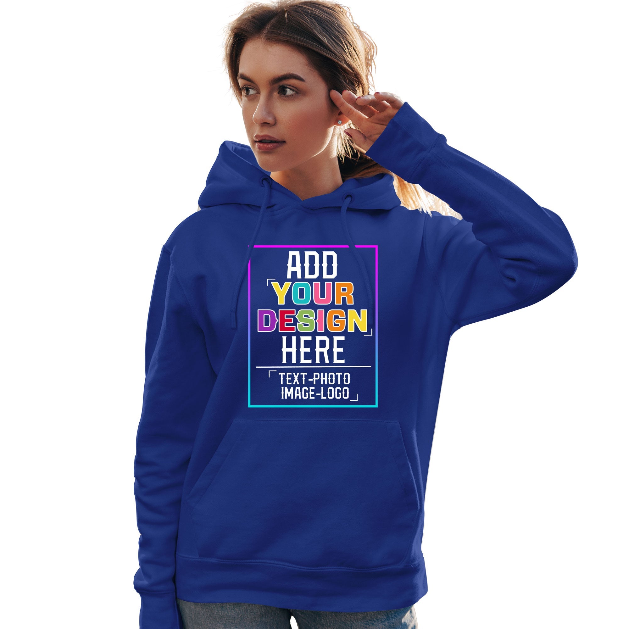 Custom Royal Personalized Rainbow Color Font Team Pullover Sweatshirt Hoodie