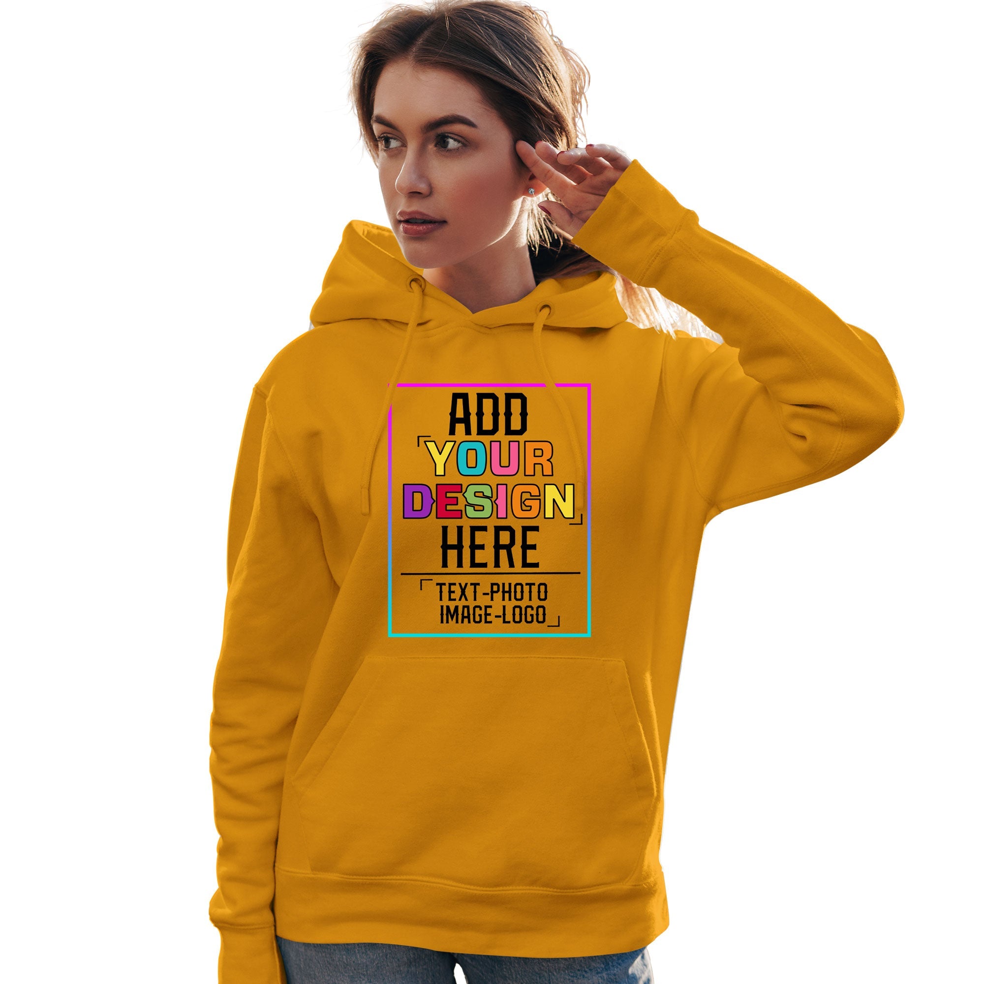 Custom Gold Personalized Rainbow Color Font Team Pullover Sweatshirt Hoodie