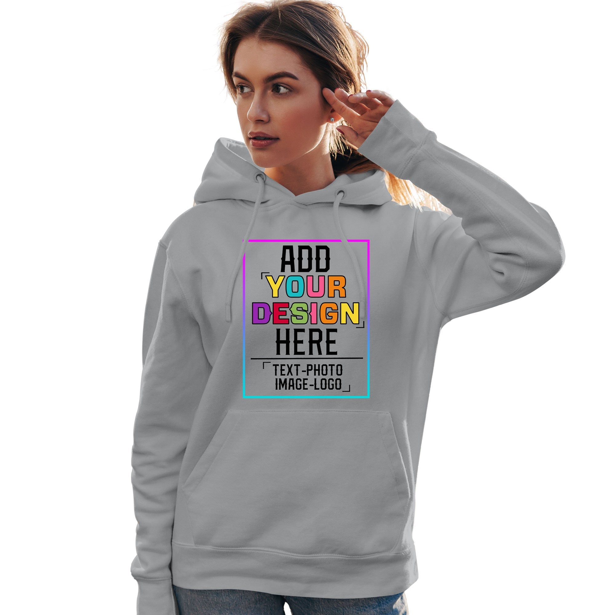 Custom Gray Personalized Rainbow Color Font Team Pullover Sweatshirt Hoodie