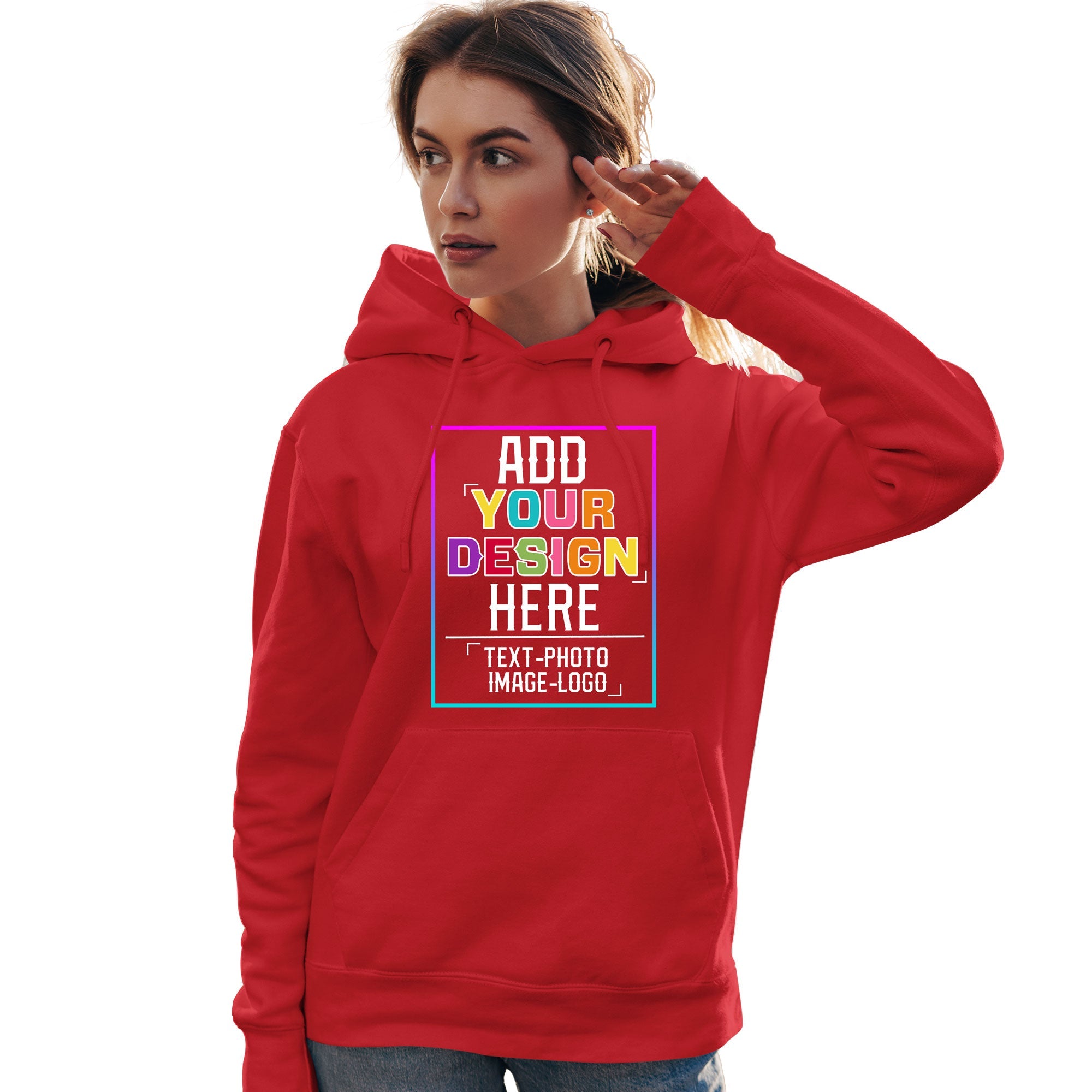 Custom Light Red Personalized Rainbow Color Font Team Pullover Sweatshirt Hoodie