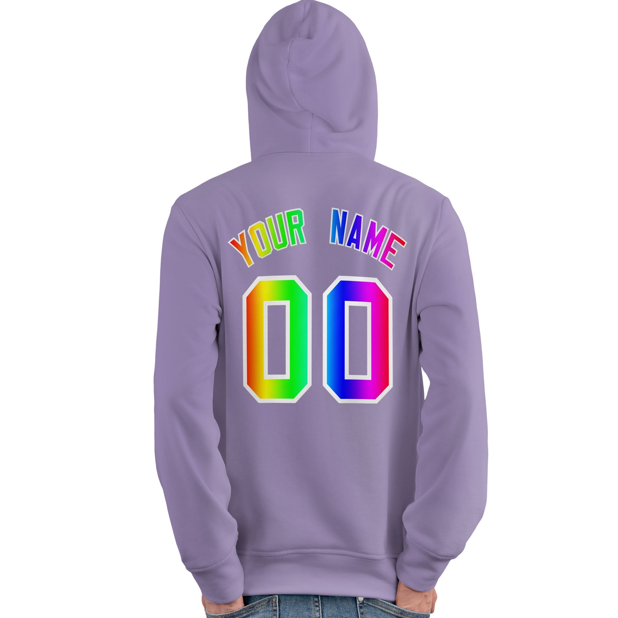 Custom Purple Personalized Rainbow Color Font Team Pullover Sweatshirt Hoodie