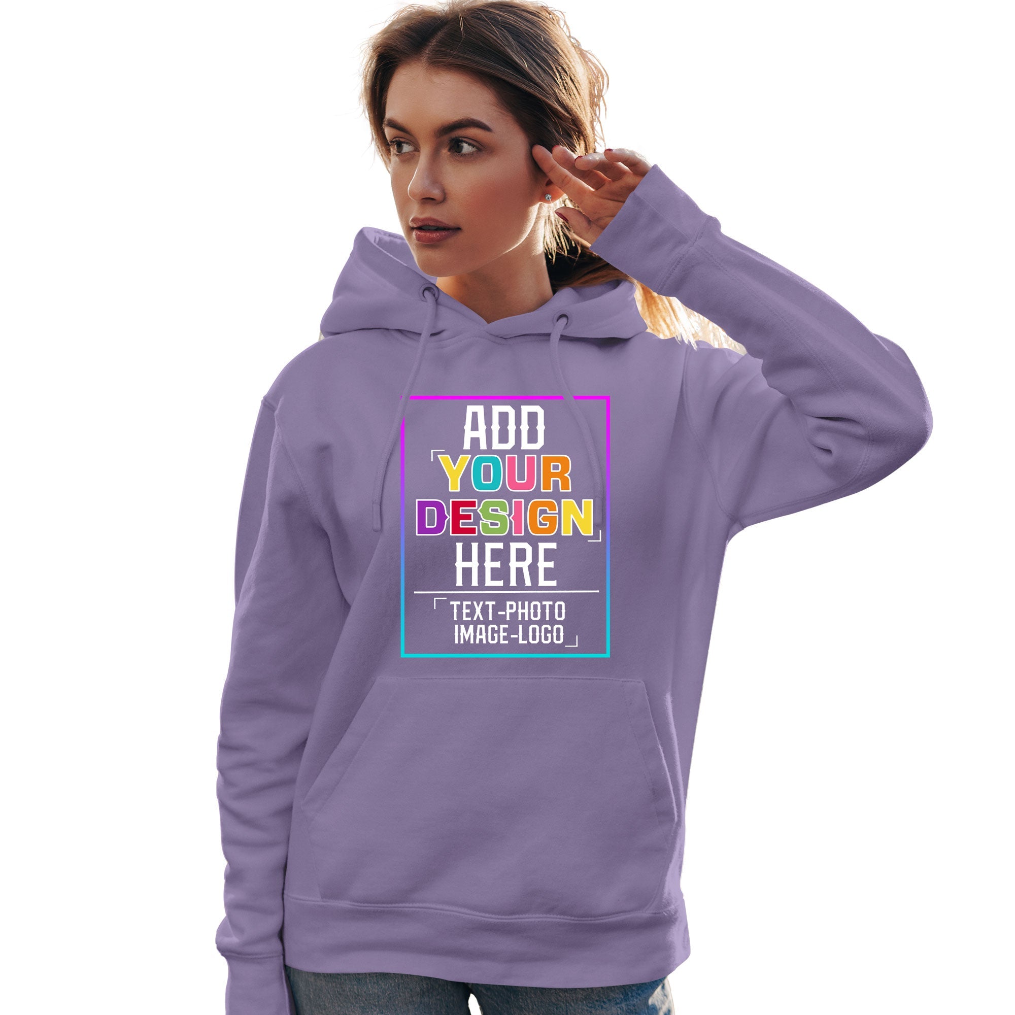 Custom Purple Personalized Rainbow Color Font Team Pullover Sweatshirt Hoodie