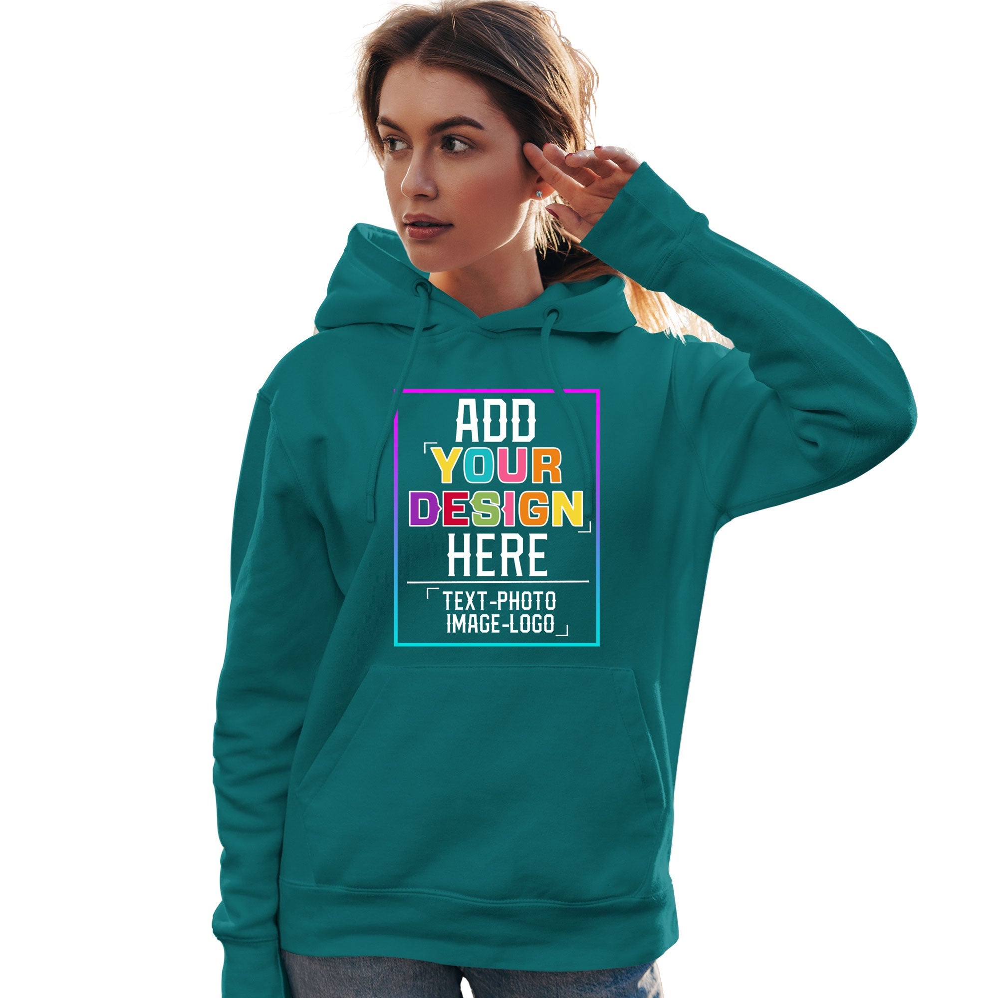 Custom Aqua Personalized Rainbow Color Font Team Pullover Sweatshirt Hoodie