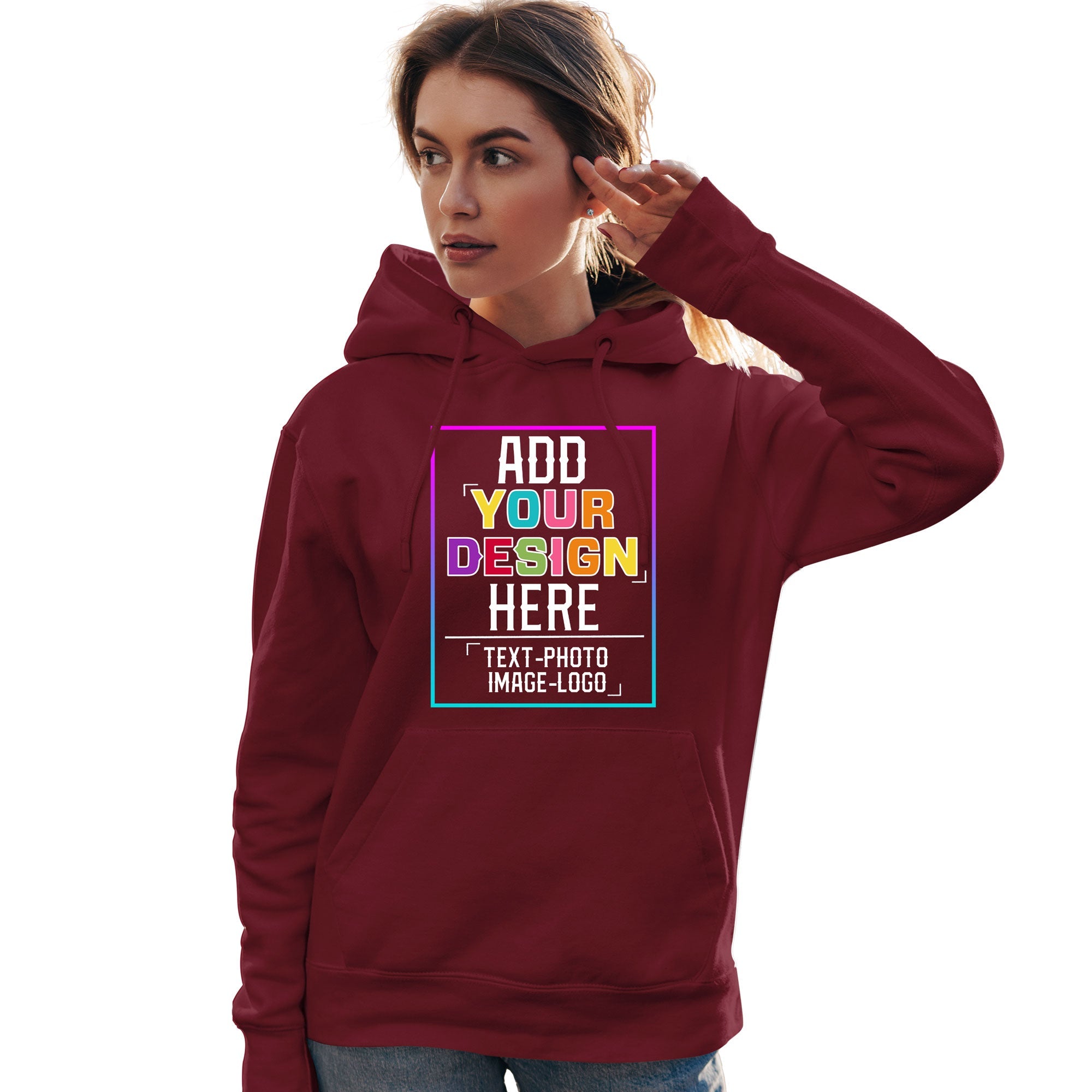 Sweat-shirt à capuche personnalisé pour équipe de polices de couleur arc-en-ciel, cramoisi personnalisé