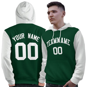 Custom Green White Raglan Sleeves Pullover Personalized Sweatshirt Hoodie