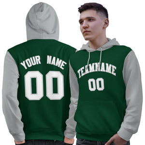 Custom Green White-Gray Raglan Sleeves Pullover Personalized Sweatshirt Hoodie