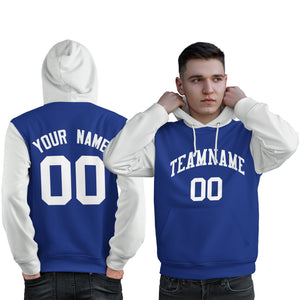 Custom Royal White Raglan Sleeves Pullover Personalized Sweatshirt Hoodie