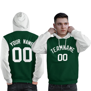 Custom Green White Raglan Sleeves Pullover Personalized Sweatshirt Hoodie