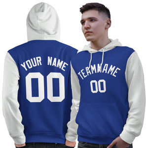 Custom Royal White Raglan Sleeves Pullover Personalized Sweatshirt Hoodie