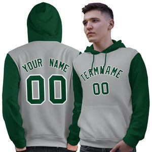 Custom Gray Green-White Raglan Sleeves Pullover Personalized Sweatshirt Hoodie