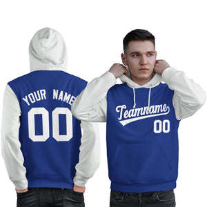 Custom Royal White Raglan Sleeves Pullover Personalized Sweatshirt Hoodie