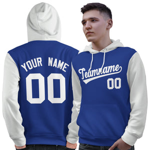 Custom Royal White Raglan Sleeves Pullover Personalized Sweatshirt Hoodie