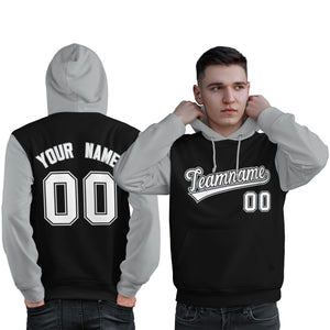 Custom Black White-Gray Raglan Sleeves Pullover Personalized Sweatshirt Hoodie