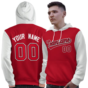 Custom Red Black-White Raglan Sleeves Pullover Personalized Sweatshirt Hoodie