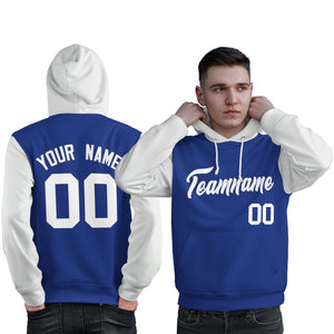 Custom Royal White Raglan Sleeves Pullover Personalized Sweatshirt Hoodie