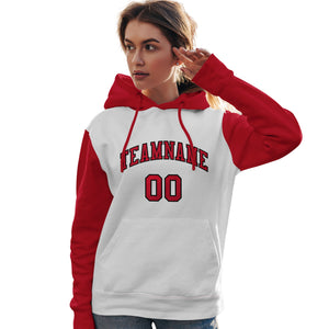 Custom White Red-Black Raglan Sleeves Pullover Personalized Team Sweatshirt Hoodie