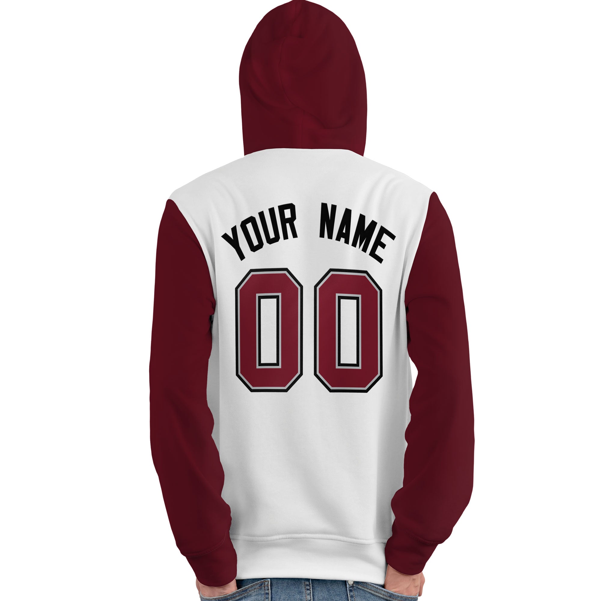 Custom White Crimson-Black Raglan Sleeves Pullover Personalized Team Sweatshirt Hoodie