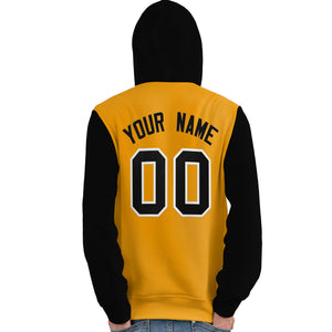 Custom Gold Black-White Raglan Sleeves Pullover Personalized Team Sweatshirt Hoodie