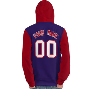 Custom Purple White-Red Raglan Sleeves Pullover Personalized Team Sweatshirt Hoodie