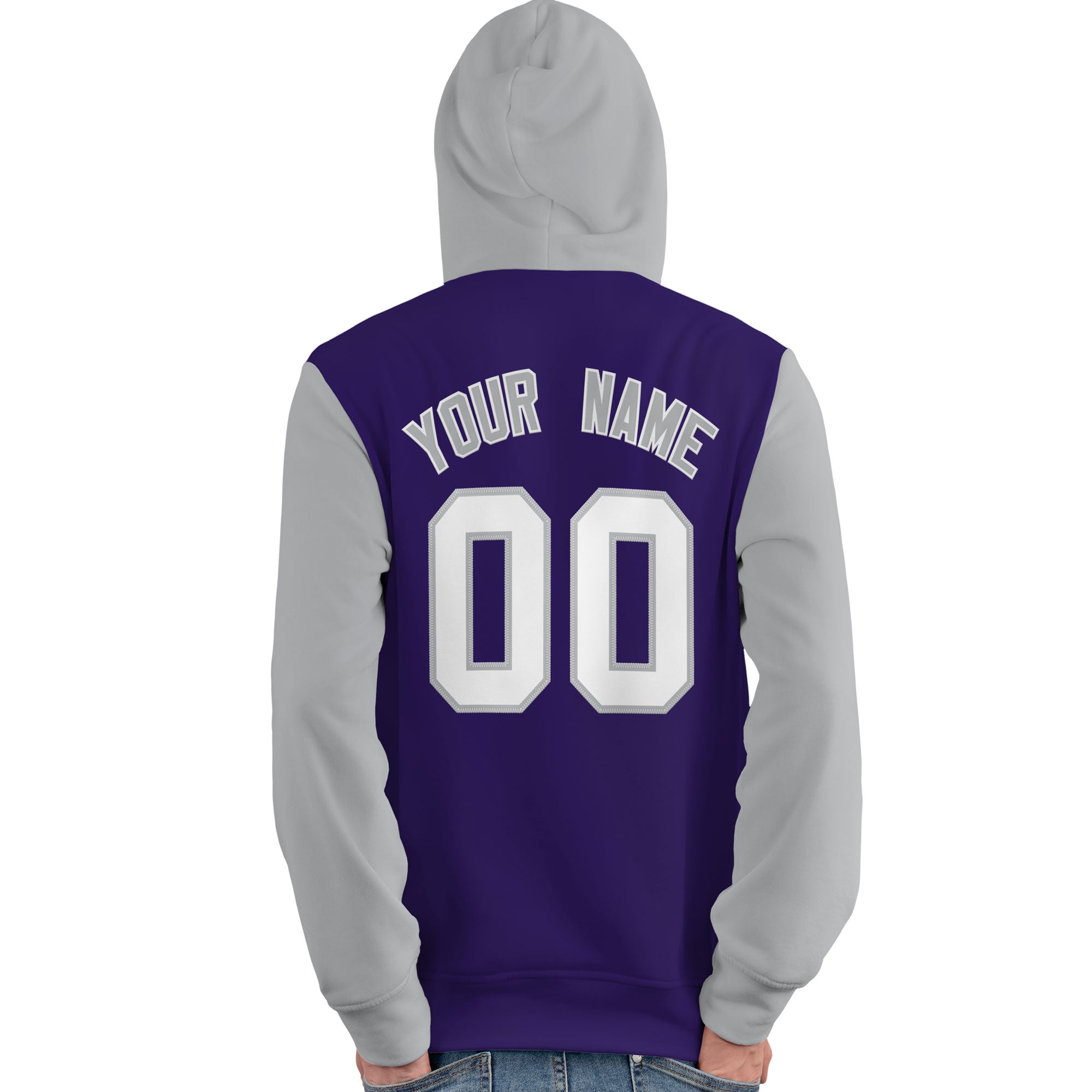 Custom Purple White-Gray Raglan Sleeves Pullover Personalized Team Sweatshirt Hoodie