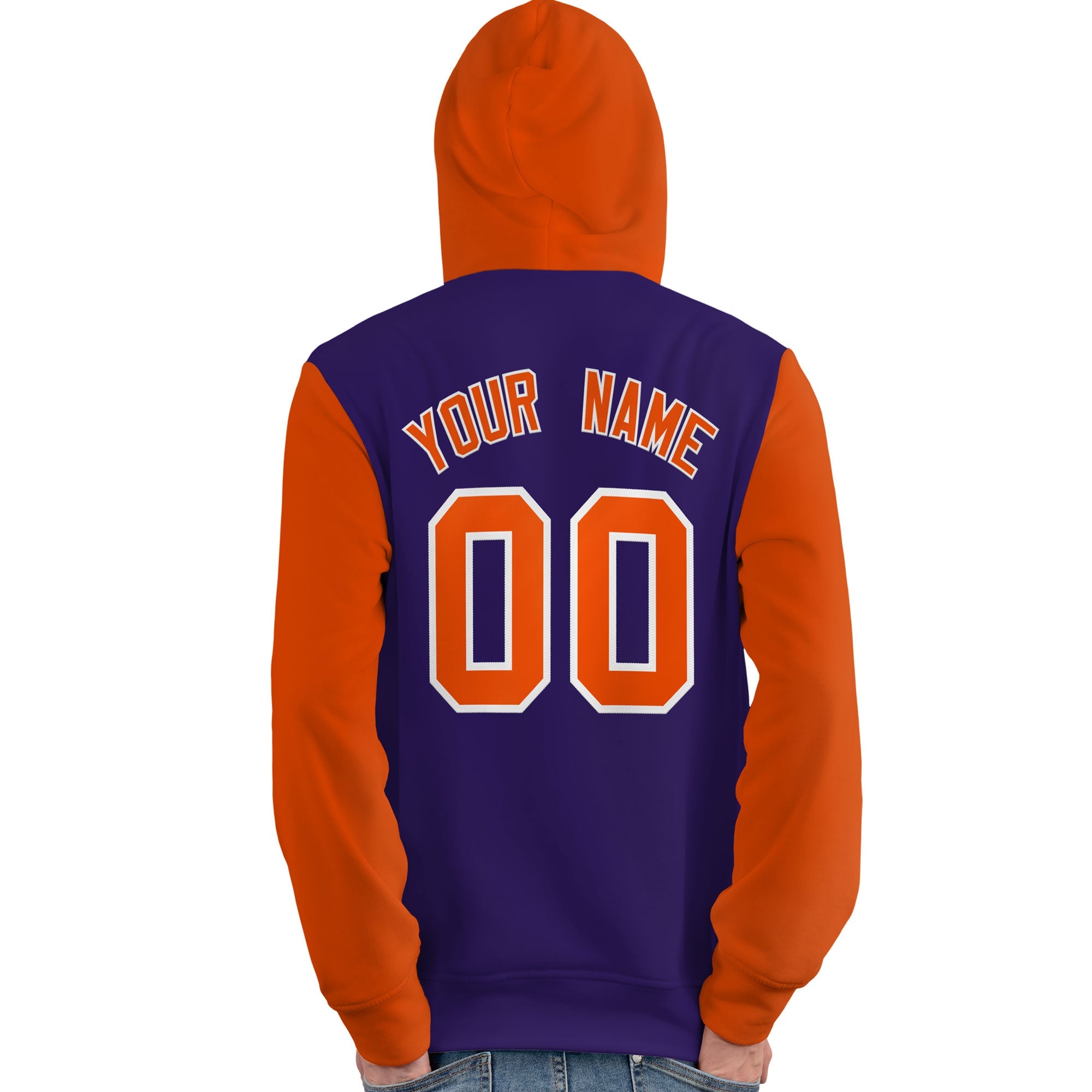 Custom Purple Orange-White Raglan Sleeves Pullover Personalized Team Sweatshirt Hoodie