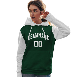 Custom Green White Raglan Sleeves Pullover Personalized Team Sweatshirt Hoodie