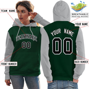 Custom Green Black-Gray Raglan Sleeves Pullover Personalized Team Sweatshirt Hoodie