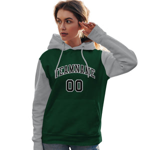 Custom Green Black-Gray Raglan Sleeves Pullover Personalized Team Sweatshirt Hoodie