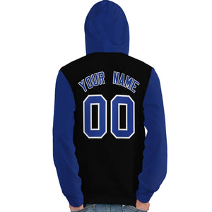 Custom Black Royal-White Raglan Sleeves Pullover Personalized Team Sweatshirt Hoodie