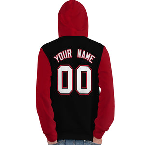 Custom Black White-Red Raglan Sleeves Pullover Personalized Team Sweatshirt Hoodie