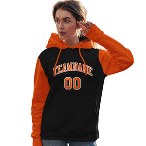 Custom Black Orange-White Raglan Sleeves Pullover Personalized Team Sweatshirt Hoodie