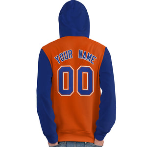 Custom Orange Royal-White Raglan Sleeves Pullover Personalized Team Sweatshirt Hoodie