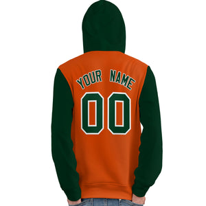 Custom Orange Green-White Raglan Sleeves Pullover Personalized Team Sweatshirt Hoodie