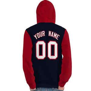 Custom Navy White-Red Raglan Sleeves Pullover Personalized Team Sweatshirt Hoodie