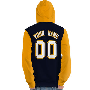 Custom Navy White-Gold Raglan Sleeves Pullover Personalized Team Sweatshirt Hoodie