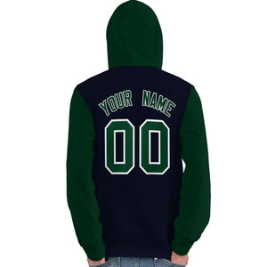 Custom Navy Green-White Raglan Sleeves Pullover Personalized Team Sweatshirt Hoodie