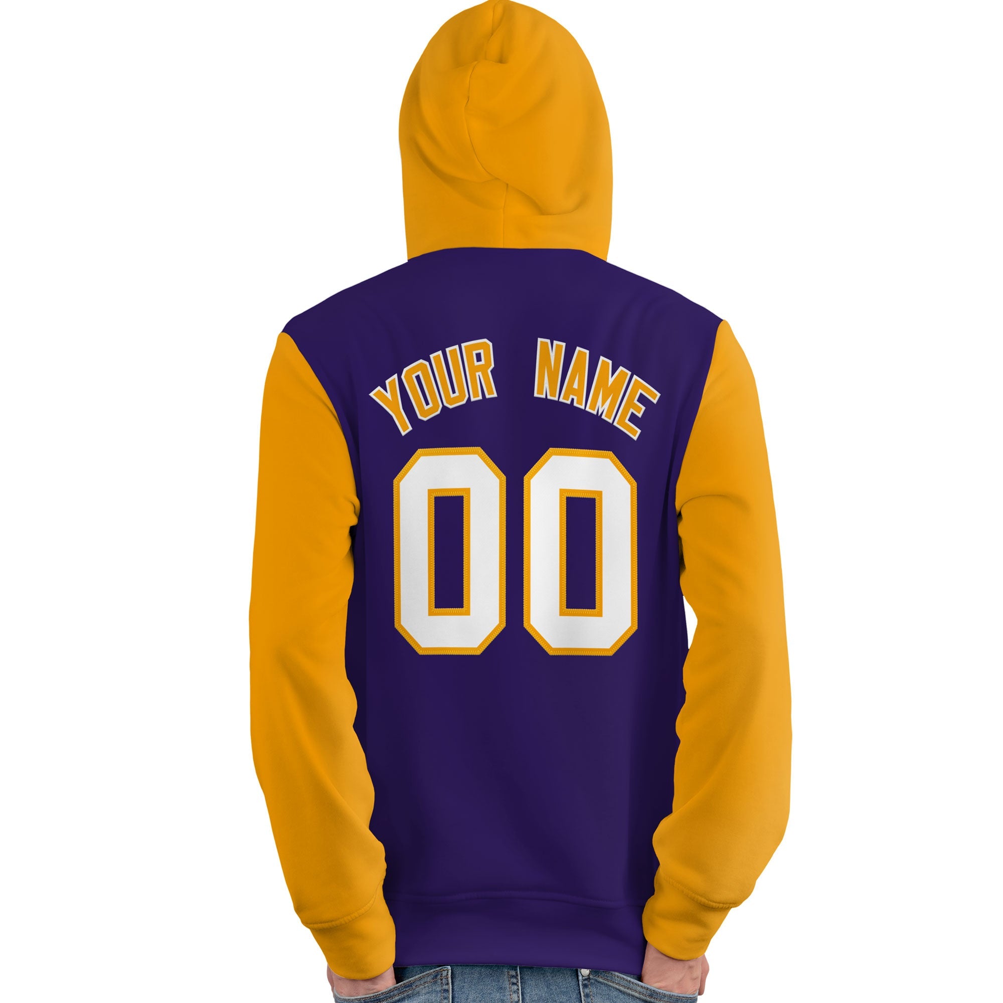 Custom Purple White-Gold Raglan Sleeves Pullover Personalized Team Sweatshirt Hoodie