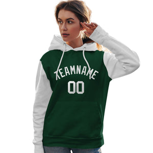 Custom Green White Raglan Sleeves Pullover Personalized Team Sweatshirt Hoodie