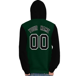 Custom Green Black-White Raglan Sleeves Pullover Personalized Team Sweatshirt Hoodie