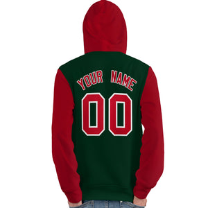 Custom Green Red-White Raglan Sleeves Pullover Personalized Team Sweatshirt Hoodie