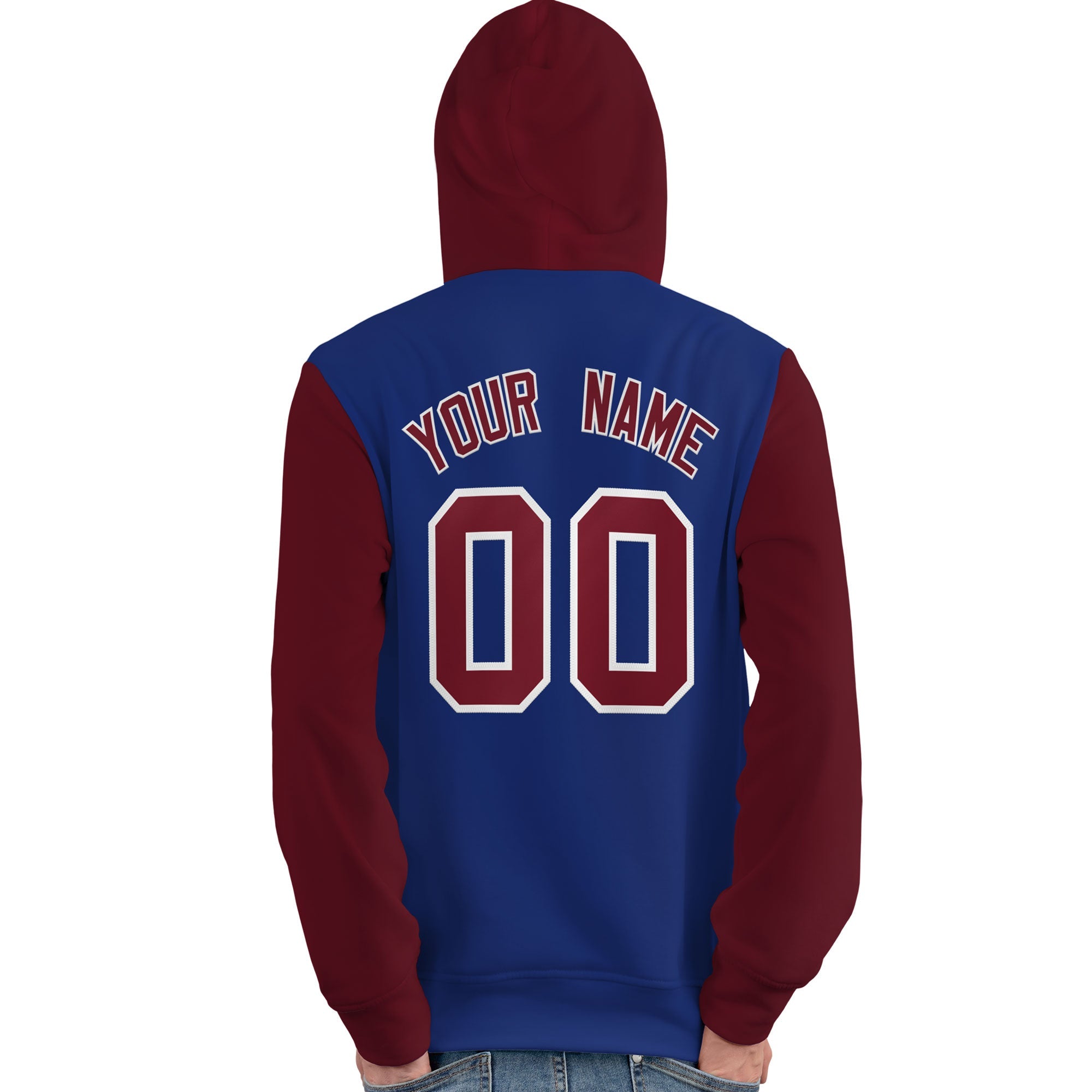 Custom Royal Crimson-White Raglan Sleeves Pullover Personalized Team Sweatshirt Hoodie