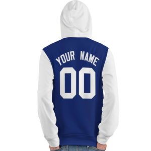 Custom Royal White Raglan Sleeves Pullover Personalized Team Sweatshirt Hoodie