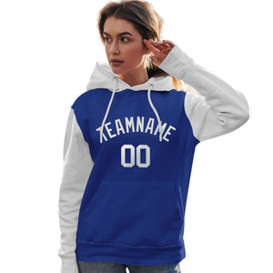 Custom Royal White Raglan Sleeves Pullover Personalized Team Sweatshirt Hoodie