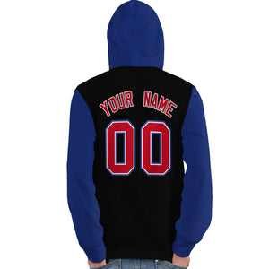 Custom Black Royal-Red Raglan Sleeves Pullover Personalized Team Sweatshirt Hoodie