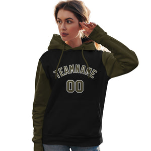 Custom Black Olive-White Raglan Sleeves Pullover Personalized Team Sweatshirt Hoodie