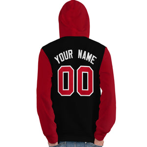 Custom Black Red-White Raglan Sleeves Pullover Personalized Team Sweatshirt Hoodie