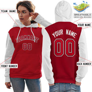 Custom Red Black-White Raglan Sleeves Pullover Personalized Team Sweatshirt Hoodie