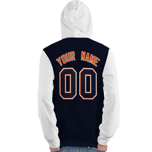 Custom Navy Orange-White Raglan Sleeves Pullover Personalized Team Sweatshirt Hoodie